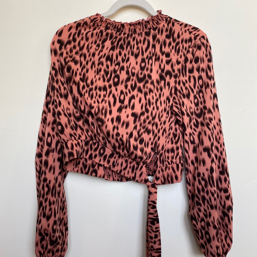 Pink Cheetah print blouse size small